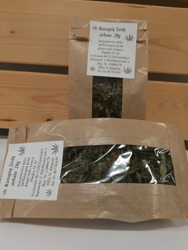 Kanapių žiedų arbata 20 g — Klaipėdos krašto aliejaus produktas