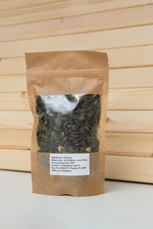 Moliūgų sėklos 200 g — Klaipėdos krašto aliejaus produktas
